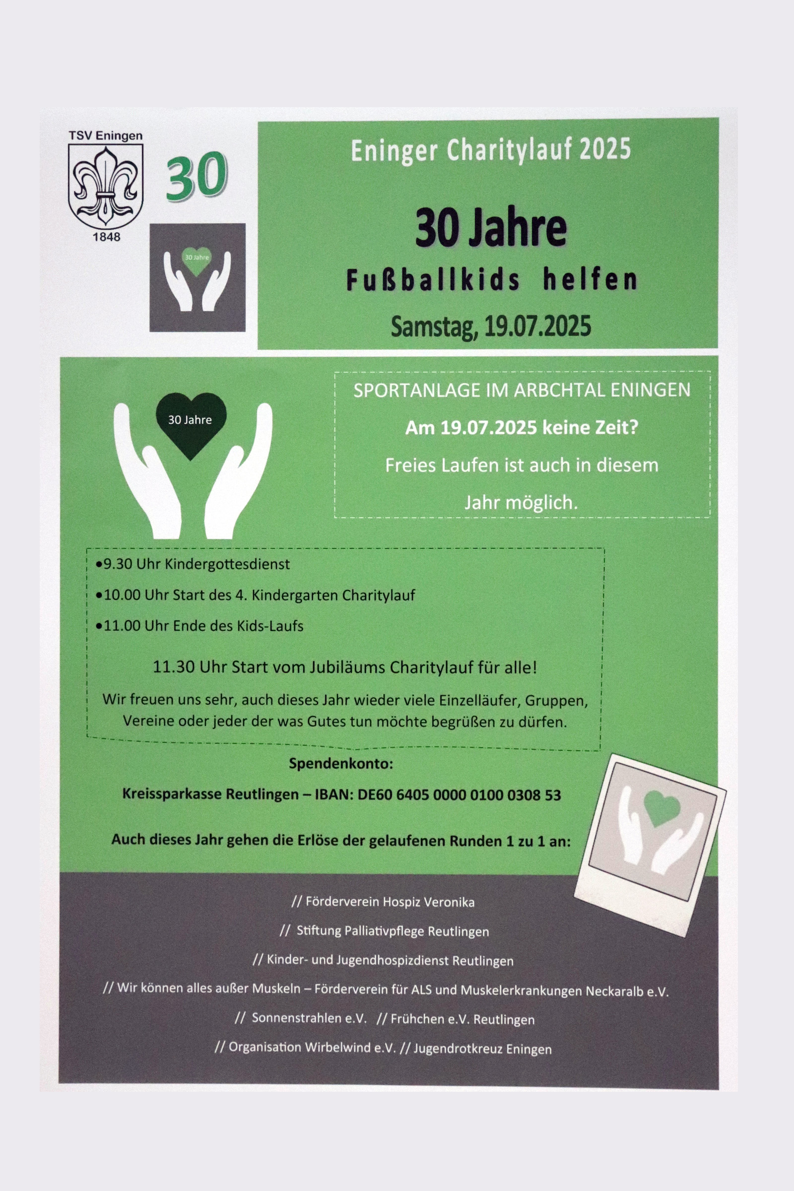 „30 Jahre“ Jubilaeums-Charitylauf der Fussballabteilung des TSV Eningen 2025