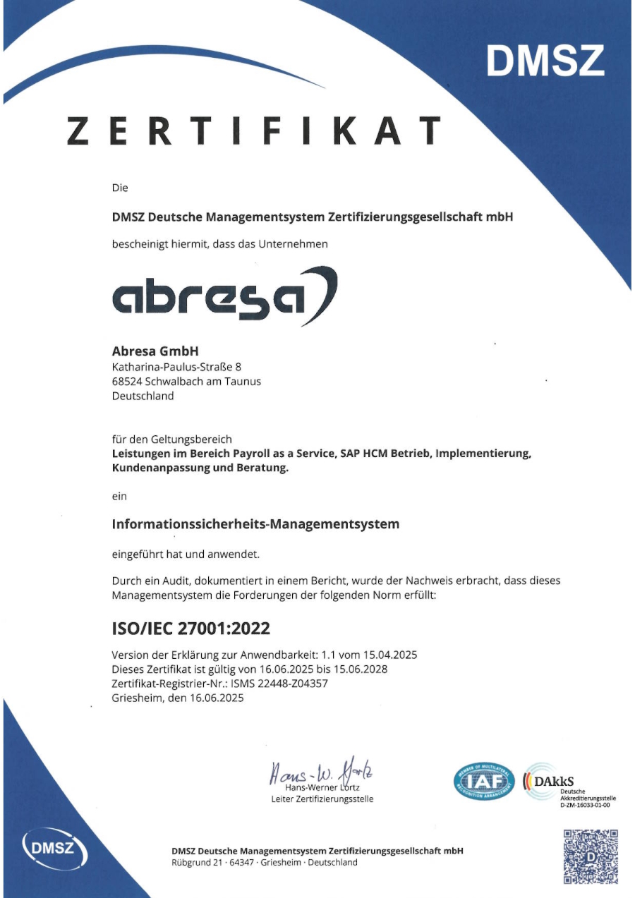 Zertifiziert sicher: abresa erfüllt ISO/IEC 27001 und stärkt Schutz vor Cyberangriffen