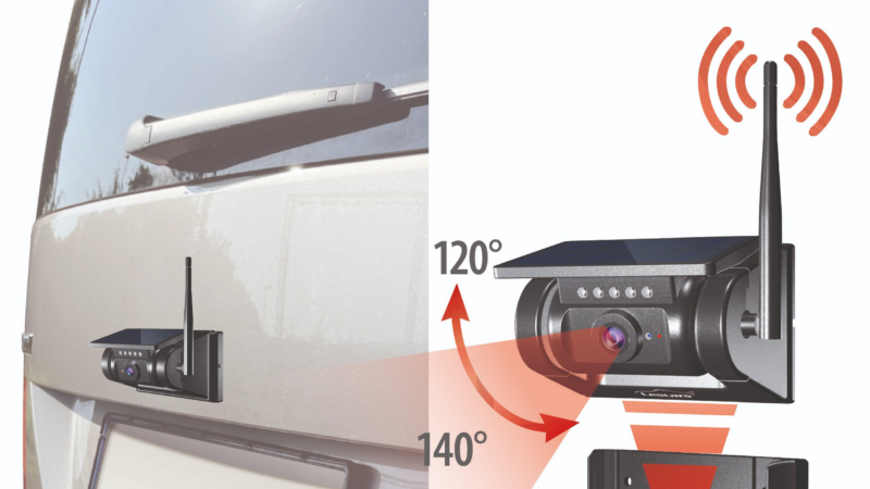 Lescars autarke WLAN-Solar-HD-Rückfahrkamera mit Akku
