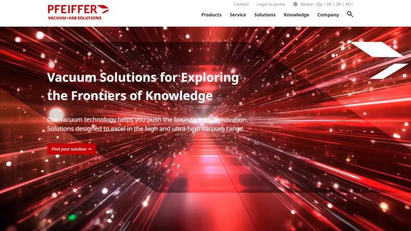 Pfeiffer Vacuum+Fab Solutions präsentiert neue globale Webseite