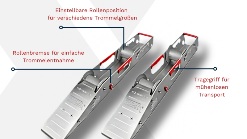 RollschienePlus: schwere Kabeltrommeln einfach abrollen