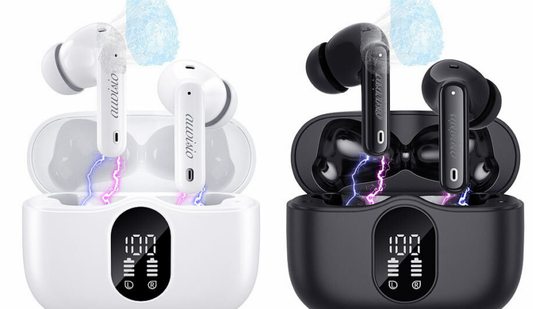 auvisio Kabellose In-Ear-Kopfhörer IHS-480.bt schwarz/weiß