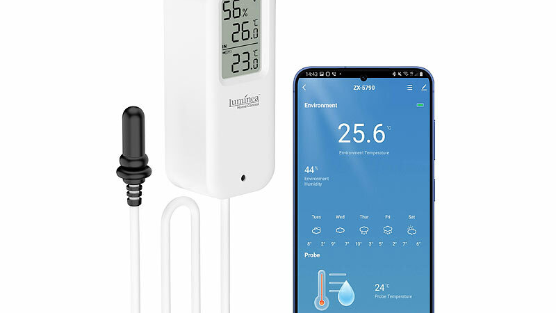 Luminea Home Control WLAN-Temperatur-/Luftfeuchtigkeitsmesser