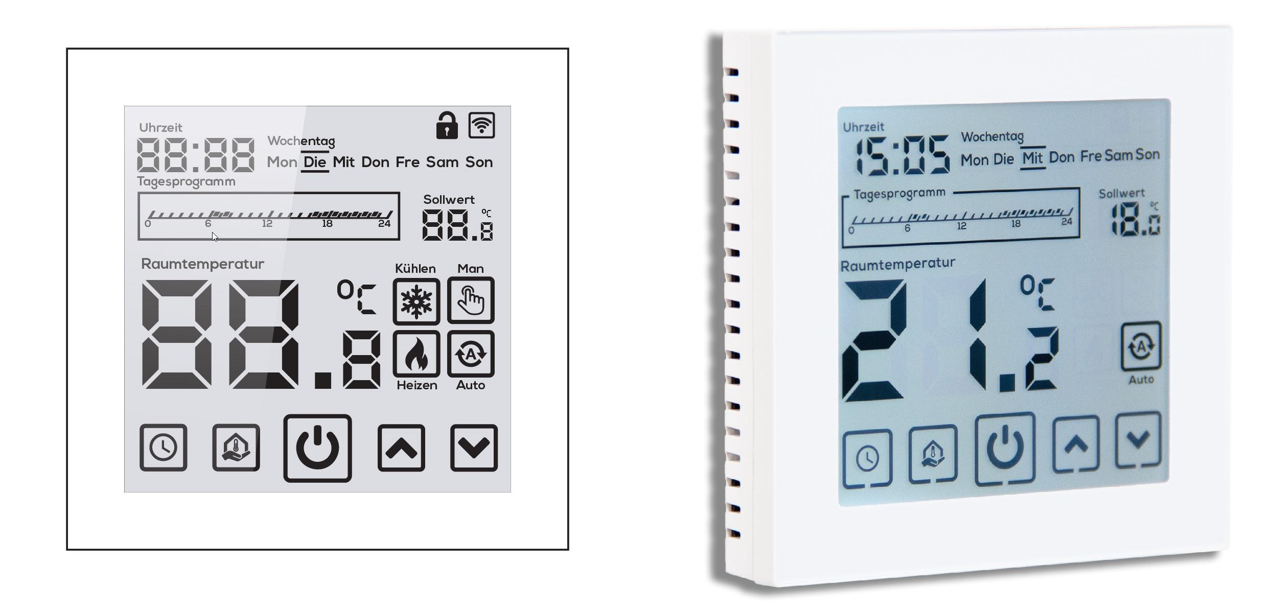Digital Thermostat MQTT X2 Weiss für Fussbodenheizung