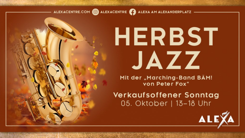 ALEXA lädt zum exklusiven Sonntagsshopping mit Herbstjazz ein
