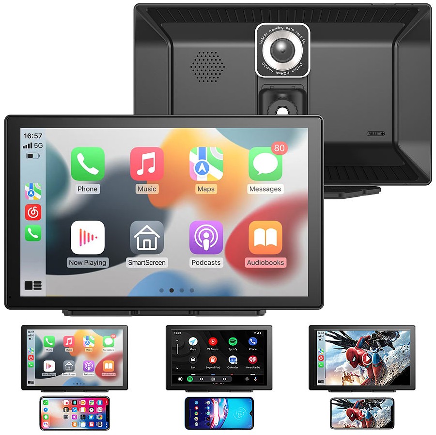 Lescars IPS-HD-Display f. Android Auto & CarPlay CAS-5060