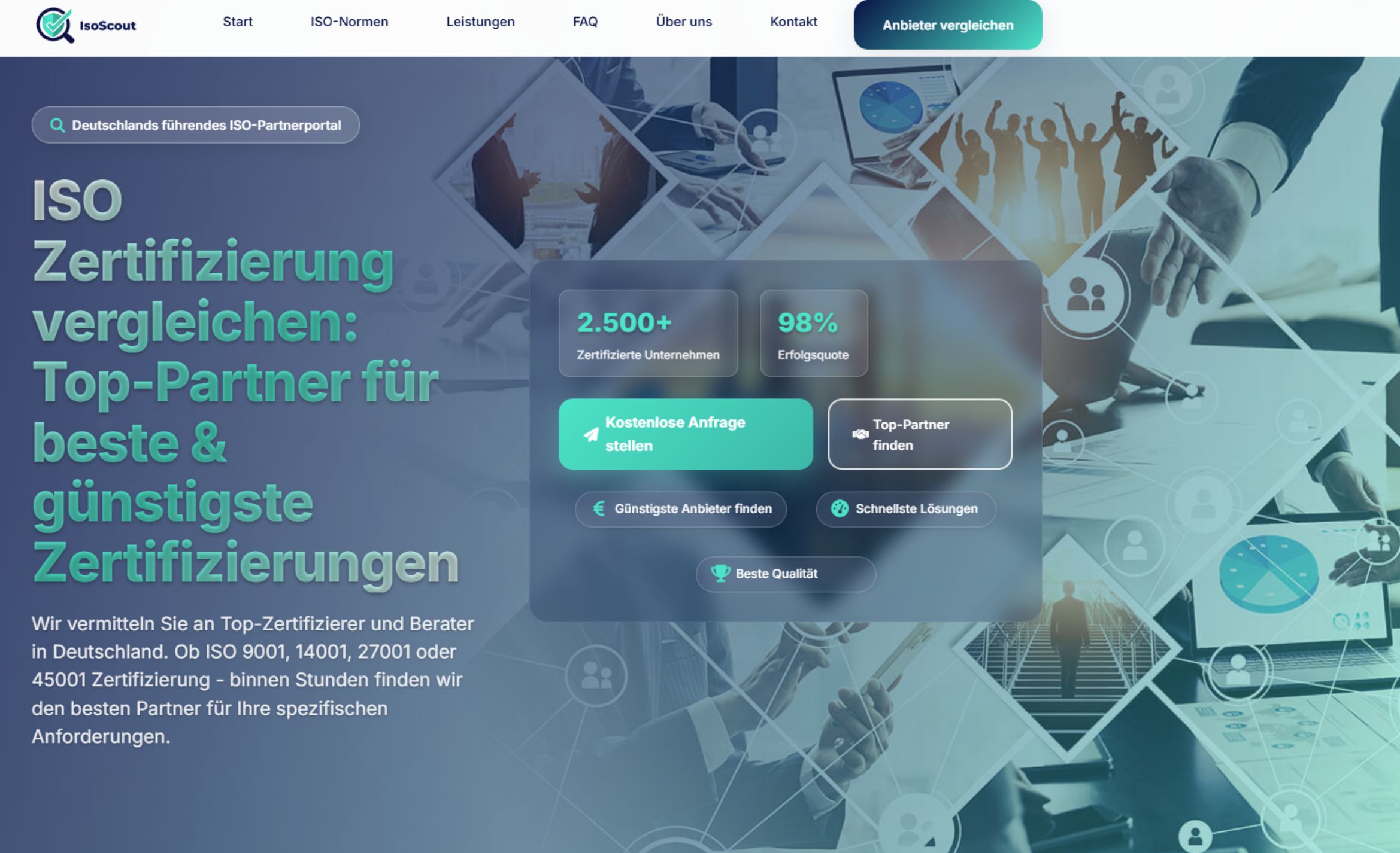 ISO Zertifizierung schneller & günstiger: IsoScout findet den passenden Partner zum Bestpreis
