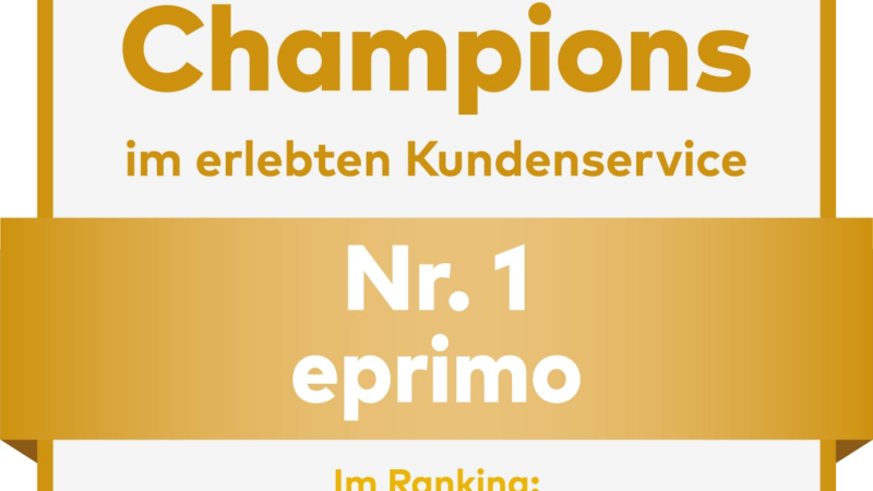 eprimo überzeugt erneut als Service-Champion im Bereich Ökostrom