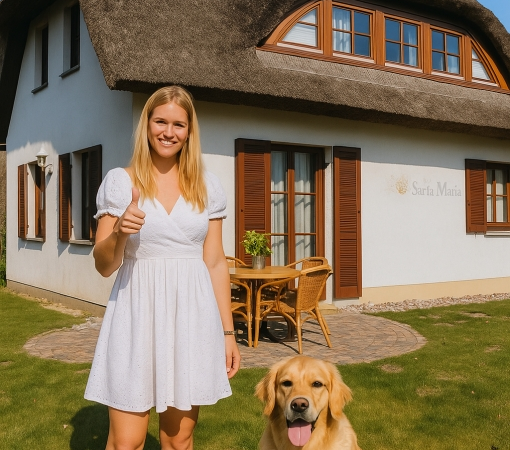 Urlaub mit Fellnasen im Reethaus am Meer Santa Maria