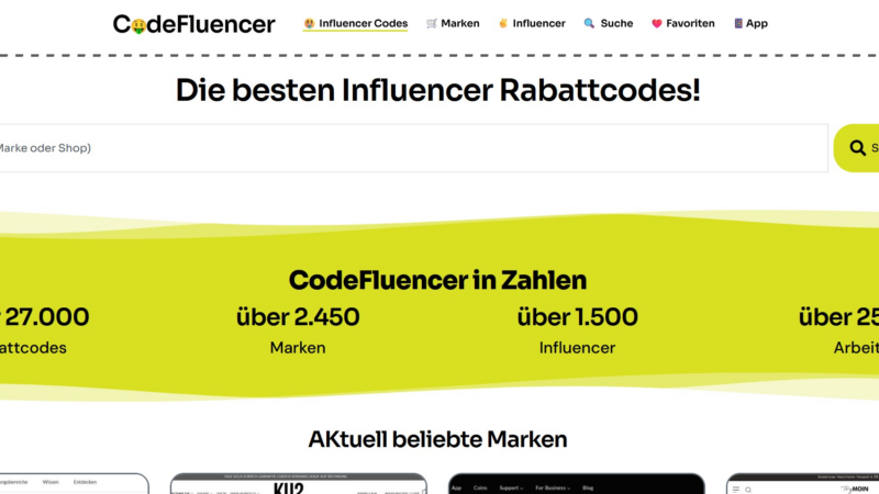CodeFluencer – größtes Portal für Influencer Codes