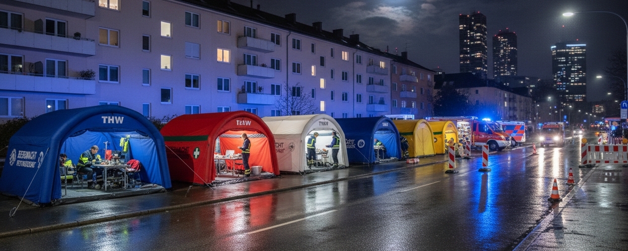 Modulare XXL Rettungszelte für Katastrophenschutz und Großschadenslagen