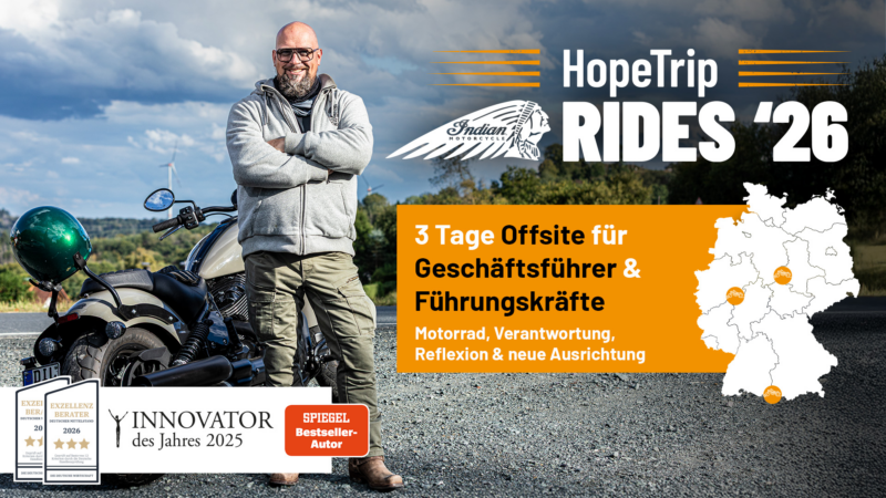 HopeTrip-Rides 2026: Motorrad-Offsite für Geschäftsführer und Führungskräfte
