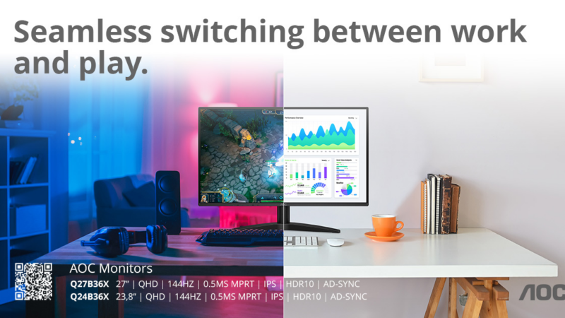 AOC Q24B36X und Q27B36X mit 144 Hz und 0,5 ms MPRT
