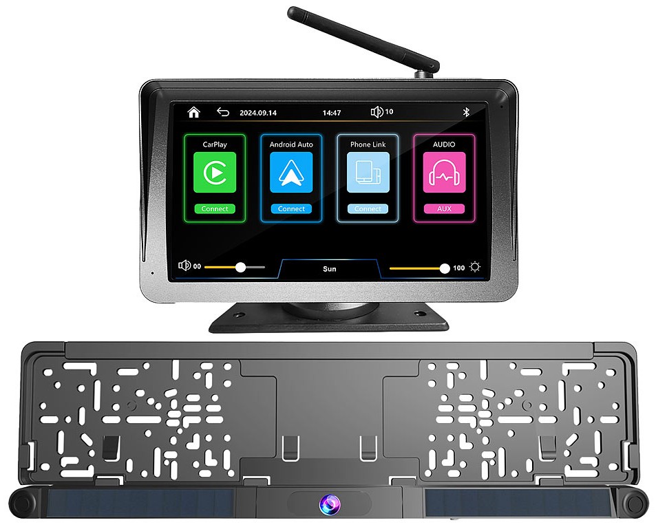 Lescars Kabelloses Solar-Funk-Rückfahrkamera-Set PA-755