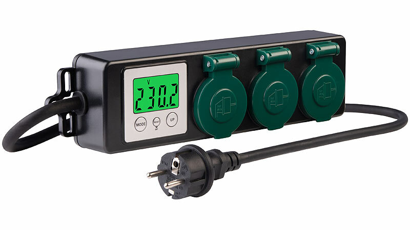 revolt 3-fach-Outdoor-Steckdosenleiste & -Energiekostenmesser