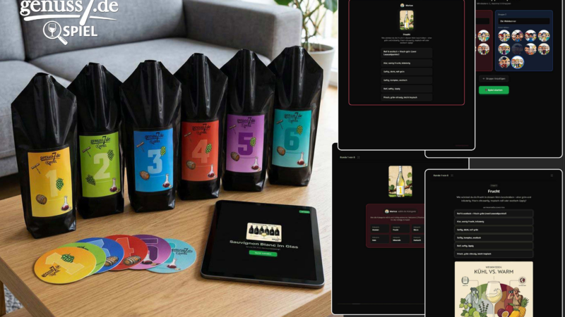 Blindverkostung als Spiel: genuss7 Weinspiel für zu Hause