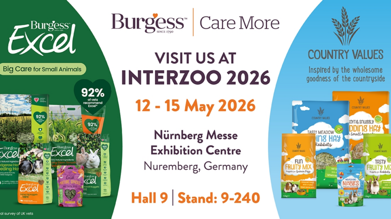 Burgess Pet Care ist wieder auf der Interzoo 2026 mit den Marken Burgess Excel und Country Values