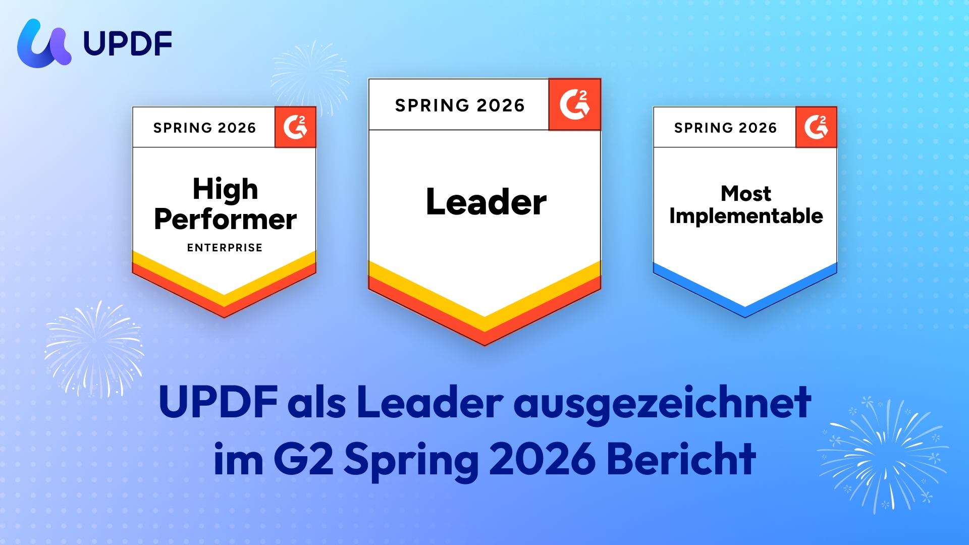 UPDF als Leader ausgezeichnet im G2 Spring 2026 Bericht
