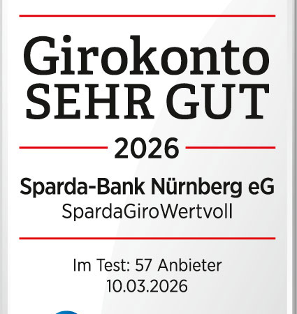 Bestnote für SpardaGiroWertvoll: Sparda-Bank Nürnberg eG bietet eines der besten Girokonten mit Zusatzleistungen unter den regionalen Banken
