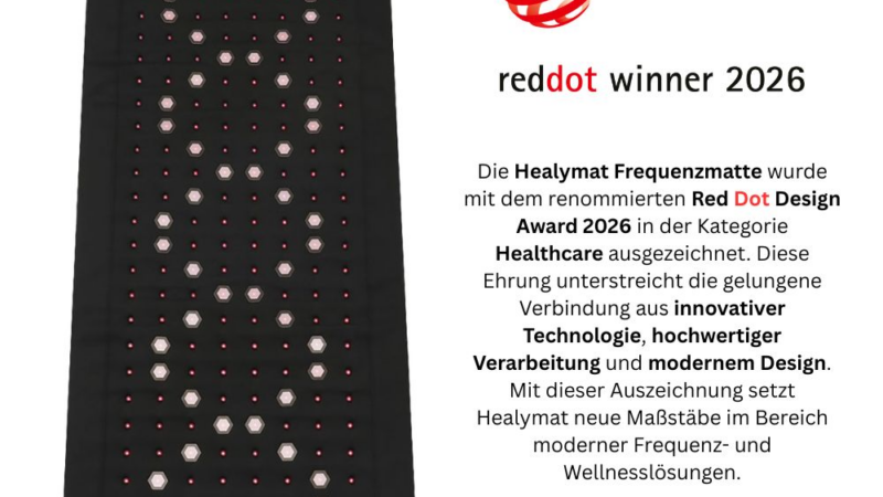 Die Healymat Frequenzmatte gewinnt Red Dot Award 2026