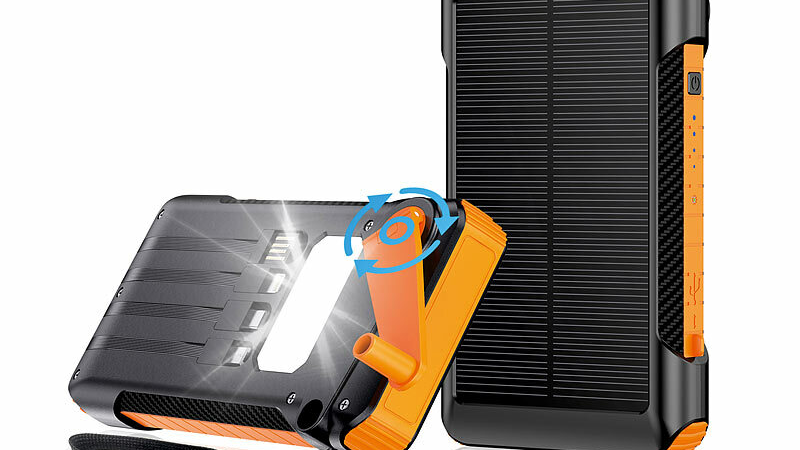 revolt Kurbel-Dynamo-Solar-Powerbank PB-825