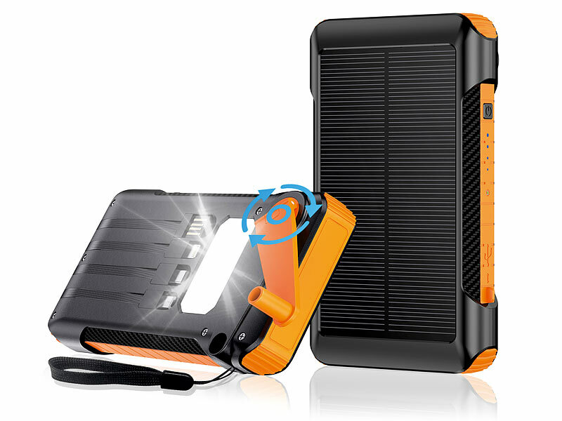 revolt Kurbel-Dynamo-Solar-Powerbank PB-825