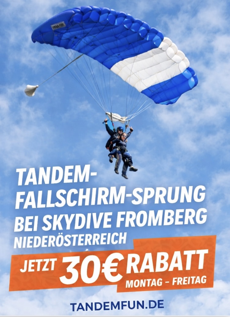 Fallschirm-Tandemspringen mit Rabatt beim Treffen in Fromberg